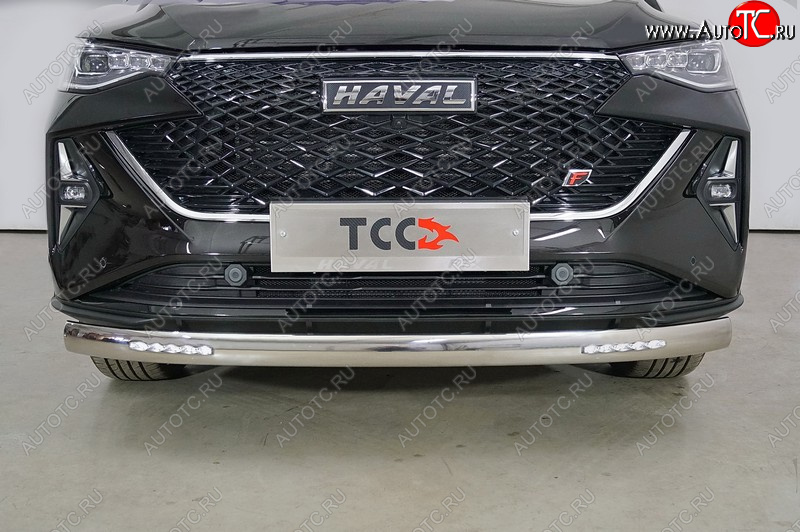 29 649 р. Защита передняя нижняя овальная с ДХО 75х42 мм ТСС Тюнинг  Haval F7x (2022-2024) рестайлинг (нержавейка)  с доставкой в г. Керчь