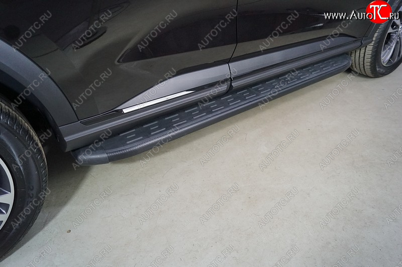 21 999 р. Пороги алюминиевые с пластиковой накладкой ТСС Тюнинг  Haval F7x (2022-2024) рестайлинг (карбон черные)  с доставкой в г. Керчь
