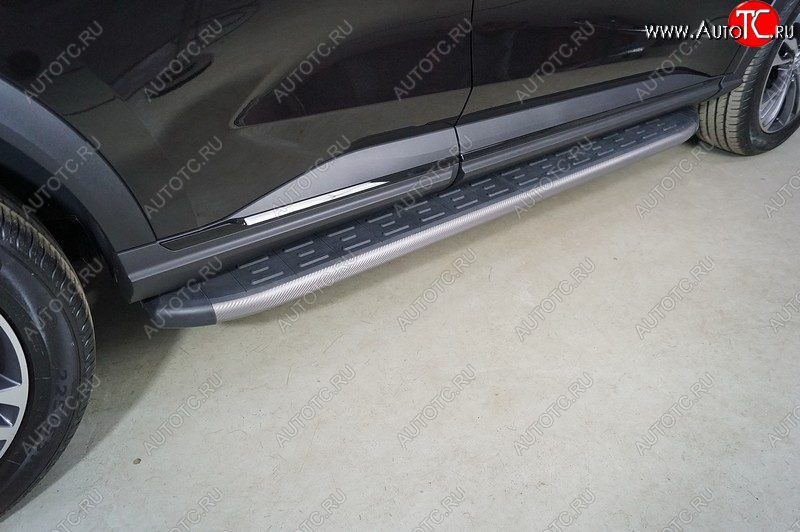 21 999 р. Пороги алюминиевые с пластиковой накладкой ТСС Тюнинг  Haval F7 (2022-2024) рестайлинг (карбон серые)  с доставкой в г. Керчь