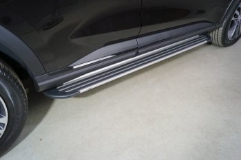 Пороги алюминиевые Slim Line ТСС Тюнинг Haval F7 (2022-2024) рестайлинг (Silver)