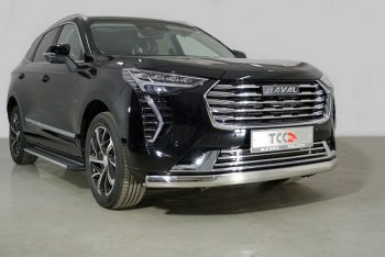 Защита переднего бампера нижняя овальная 75х42 мм ТСС Тюнинг Haval Jolion (2020-2024) дорестайлинг