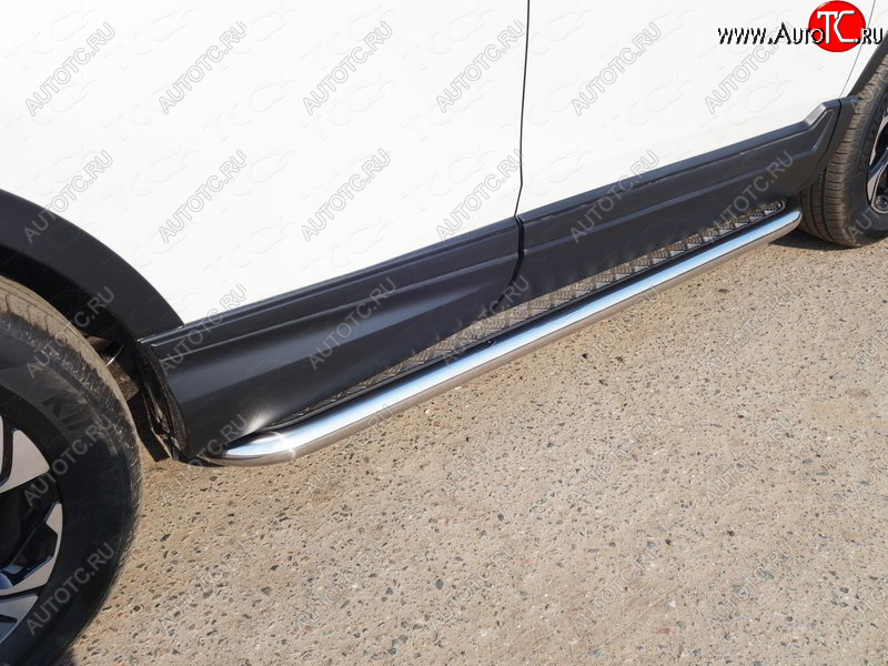 34 799 р. Пороги с площадкой 60,3 мм ТСС Тюнинг  Honda CR-V  RW,RT (2016-2020) дорестайлинг (серые)  с доставкой в г. Керчь