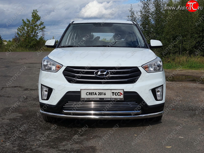 4 999 р. Декоративная вставка в бампер ТСС Тюнинг Hyundai Creta GS дорестайлинг (2015-2019) (d 12 мм)  с доставкой в г. Керчь