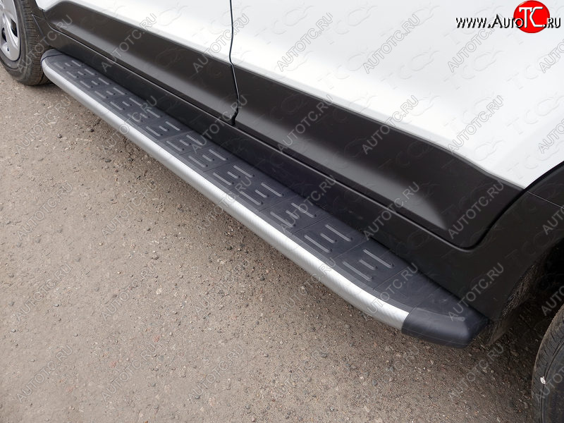 21 999 р. Пороги алюминиевые с пластиковой накладкой, ТСС Тюнинг  Hyundai Creta  GS (2015-2021) дорестайлинг, рестайлинг (карбон серебро)  с доставкой в г. Керчь