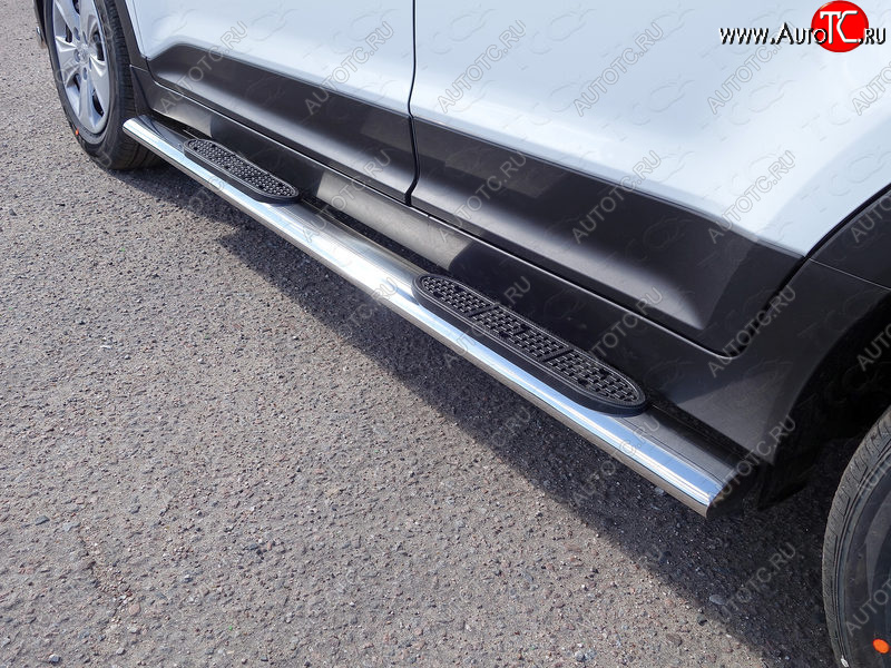 38 799 р. Пороги овальные с накладкой 120х60 мм  Hyundai Creta  GS (2015-2021) дорестайлинг, рестайлинг (серые)  с доставкой в г. Керчь