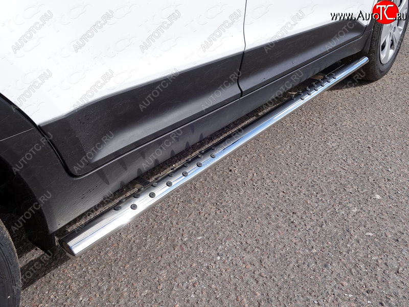 31 399 р. Пороги овальные с проступью 75х42 мм ТСС Тюнинг  Hyundai Creta  GS (2015-2021) дорестайлинг, рестайлинг (серые)  с доставкой в г. Керчь
