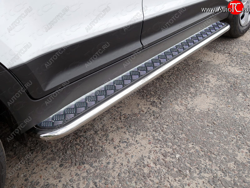 27 849 р. Пороги с площадкой 42,4 мм ТСС Тюнинг Hyundai Creta GS дорестайлинг (2015-2019) (серые)  с доставкой в г. Керчь
