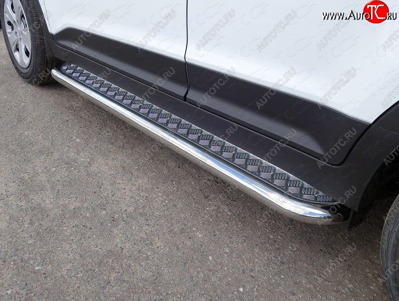 31 999 р. Пороги с площадкой 60,3 мм ТСС Тюнинг  Hyundai Creta  GS (2015-2019) дорестайлинг (серые)  с доставкой в г. Керчь