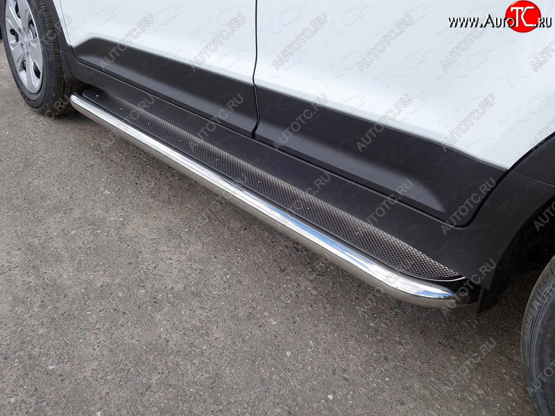 41 749 р. Пороги с площадкой 60,3 мм ТСС Тюнинг  Hyundai Creta  GS (2015-2021) дорестайлинг, рестайлинг (нержавейка)  с доставкой в г. Керчь