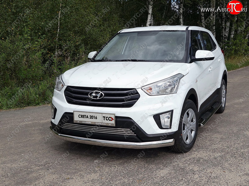 20 699 р. Защита переднего бампера нижняя овальная 75х42 мм ТСС Тюнинг  Hyundai Creta  GS (2015-2019) дорестайлинг (нержавейка)  с доставкой в г. Керчь