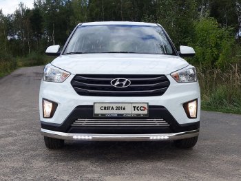 Защита передняя нижняя овальная с ДХО 75х42 мм ТСС Тюнинг Hyundai Creta GS дорестайлинг (2015-2019) (нержавейка)