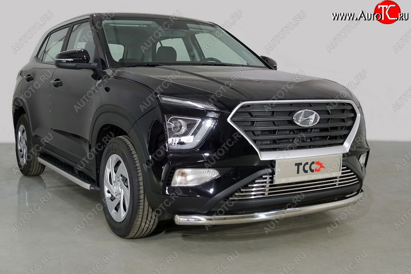 20 749 р. Защита переднего бампера нижняя d60,3 мм ТСС Тюнинг Hyundai Creta SU (2020-2022) (нержавейка)  с доставкой в г. Керчь