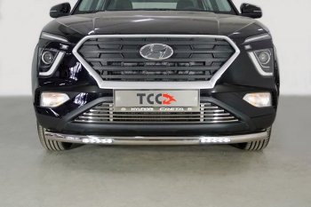 Защита переднего бампера нижняя с ДХО 60,3 мм ТСС Тюнинг Hyundai Creta SU (2020-2022) (нержавейка)