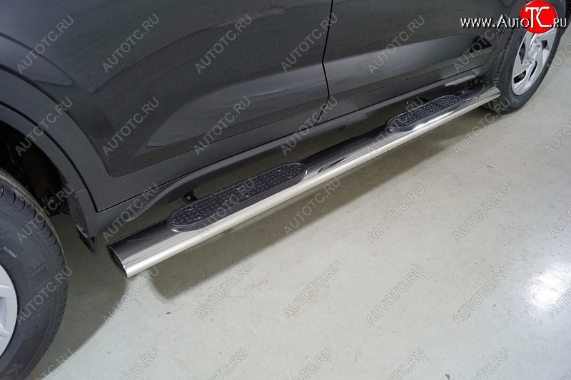 42 999 р. Пороги овальные с накладкой 120х60 мм Hyundai Creta SU (2020-2022) (серые)  с доставкой в г. Керчь