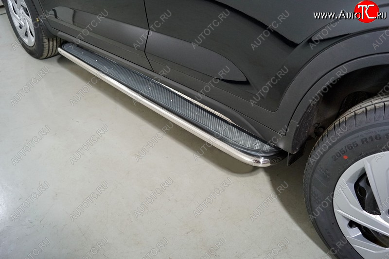 40 999 р. Пороги с площадкой 42,4 мм ТСС Тюнинг Hyundai Creta SU (2020-2022) (нержавейка)  с доставкой в г. Керчь