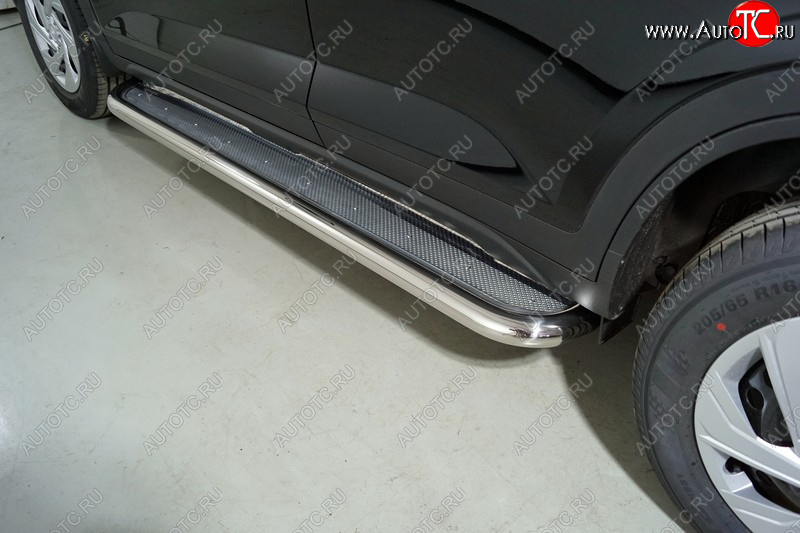 44 999 р. Пороги с площадкой 60,3 мм ТСС Тюнинг Hyundai Creta SU (2020-2022) (нержавейка)  с доставкой в г. Керчь
