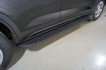 Пороги алюминиевые Slim Line ТСС Тюнинг Hyundai Creta  SU (2020-2022) (Black)