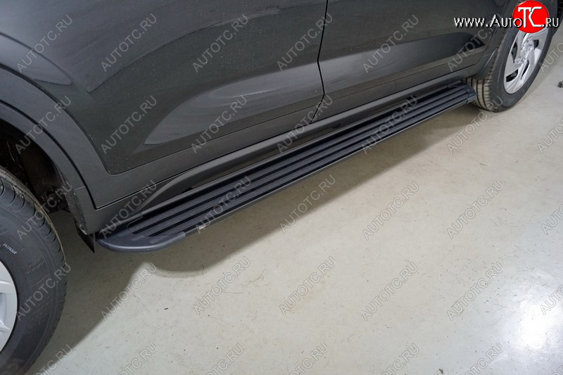 21 999 р. Пороги алюминиевые Slim Line ТСС Тюнинг  Hyundai Creta  SU (2020-2022) (Black)  с доставкой в г. Керчь