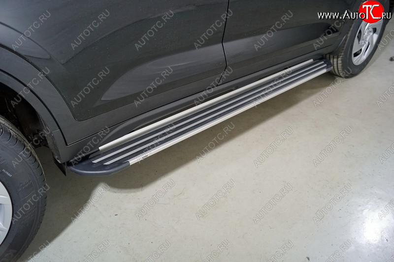 20 599 р. Пороги алюминиевые Slim Line ТСС Тюнинг Hyundai Creta SU (2020-2022) (Silver)  с доставкой в г. Керчь
