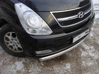 Защита переднего бампера нижняя 75*42 мм ТСС Тюнинг Hyundai Starex/Grand Starex/H1 TQ рестайлинг (2014-2018) (нержавейка)