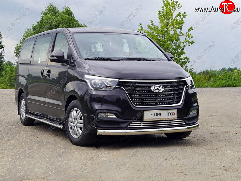 25 499 р. Защита переднего бампера нижняя овальная 75х42 мм ТСС Тюнинг Hyundai Starex/Grand Starex/H1 TQ 2-ой рестайлинг (2017-2022) (нержавейка)  с доставкой в г. Керчь