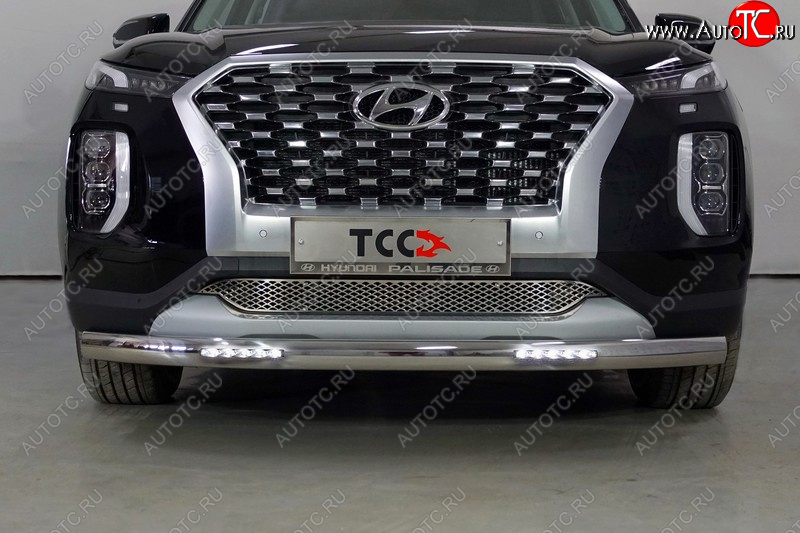 41 999 р. Защита передняя нижняя овальная с ДХО 75х42 мм ТСС Тюнинг  Hyundai Palisade  LX2 (2018-2022) (нержавейка)  с доставкой в г. Керчь