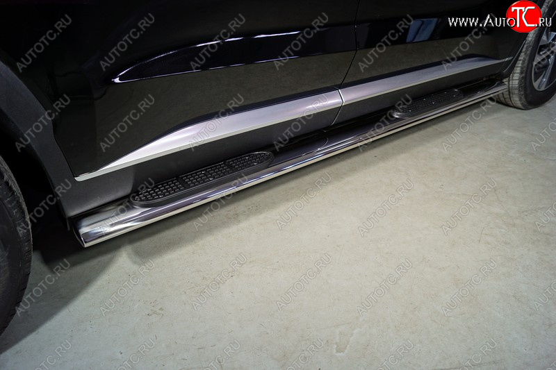 42 999 р. Пороги овальные с накладкой 120*60 мм ТСС Тюнинг  Hyundai Palisade  LX2 (2018-2022) (серые)  с доставкой в г. Керчь