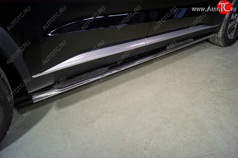 33 799 р. Пороги овальные с накладкой 75*42 мм ТСС Тюнинг  Hyundai Palisade  LX2 (2018-2022) (серые)  с доставкой в г. Керчь