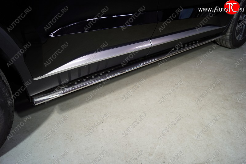 35 749 р. Пороги овальные с проступью 75х42 мм ТСС Тюнинг  Hyundai Palisade  LX2 (2018-2022) (серые)  с доставкой в г. Керчь