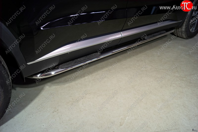 36 699 р. Пороги овальные гнутые с накладкой 75х42 мм  Hyundai Palisade  LX2 (2018-2022) (серые)  с доставкой в г. Керчь