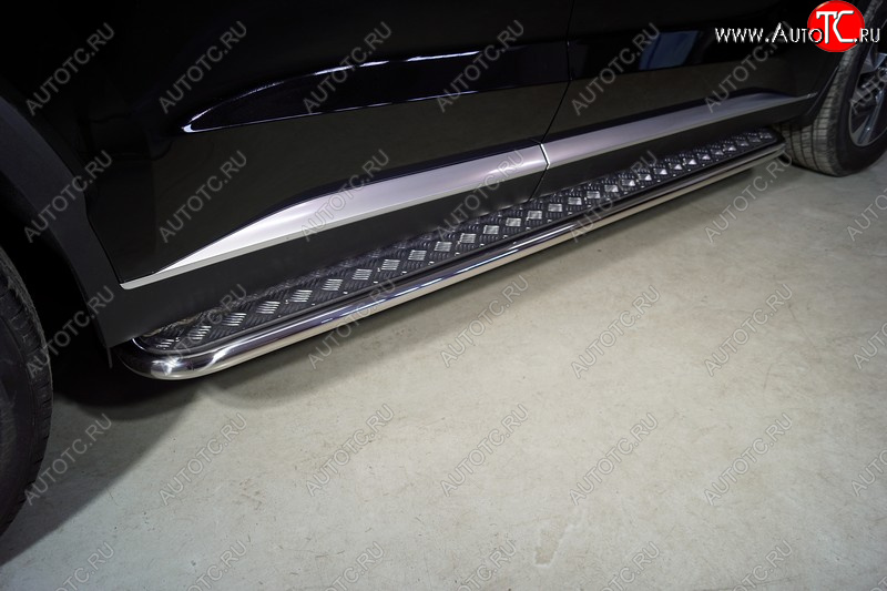 32 199 р. Пороги с площадкой 42,4 мм ТСС Тюнинг  Hyundai Palisade  LX2 (2018-2022) (серые)  с доставкой в г. Керчь