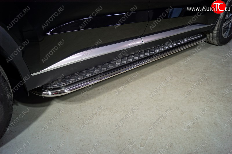 44 999 р. Пороги с площадкой 75х42 мм ТСС Тюнинг  Hyundai Palisade  LX2 (2018-2022) (серые)  с доставкой в г. Керчь