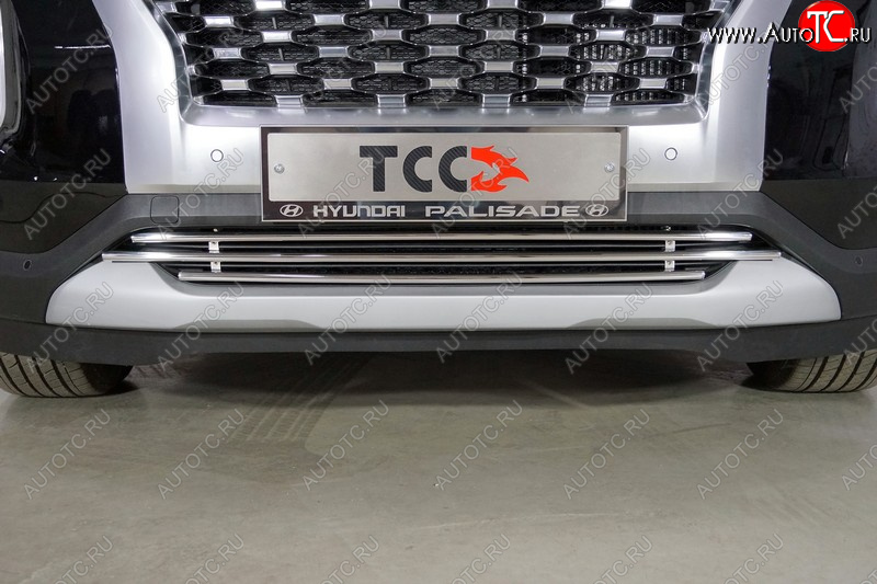 7 349 р. Нижняя декоративная вставка в бампер ТСС Тюнинг  Hyundai Palisade  LX2 (2018-2022) (d 16 мм )  с доставкой в г. Керчь