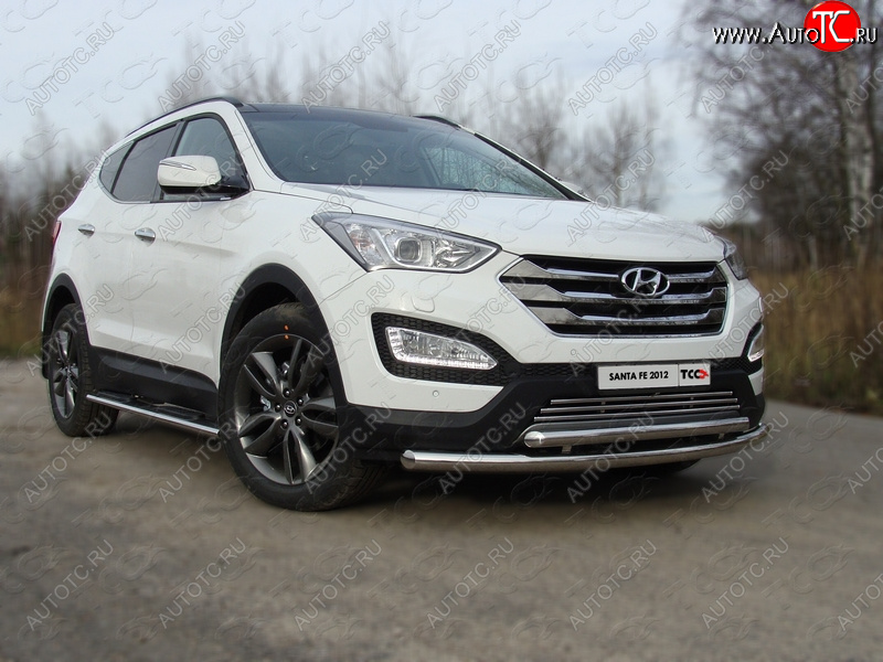 21 999 р. Защита переднего бампера нижняя d60,3*50,8 мм ТСС Тюнинг  Hyundai Santa Fe  DM (2012-2019) дорестайлинг, рестайлинг (нержавейка)  с доставкой в г. Керчь