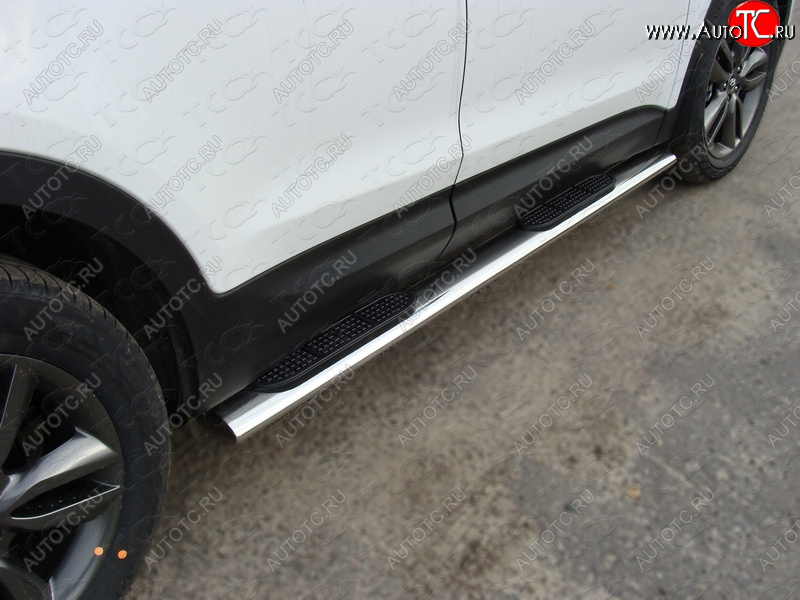 40 799 р. Пороги овальные с накладкой 120*60 мм ТСС Тюнинг Hyundai Santa Fe DM дорестайлинг (2012-2016)  с доставкой в г. Керчь