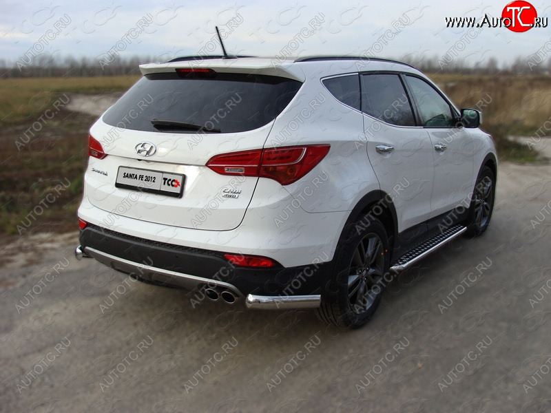 12 749 р. Защита заднего бампера (уголки, d75х42 мм) TCC  Hyundai Santa Fe  DM (2012-2019) дорестайлинг, рестайлинг  с доставкой в г. Керчь