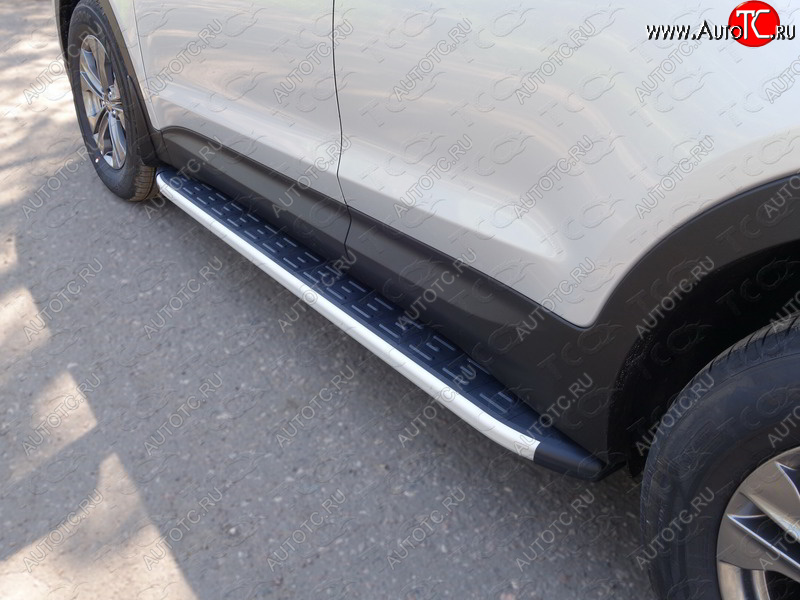 20 599 р. Пороги алюминиевые с пластиковой накладкой ТСС Тюнинг  Hyundai Santa Fe  DM (2012-2019) дорестайлинг, рестайлинг (серые)  с доставкой в г. Керчь