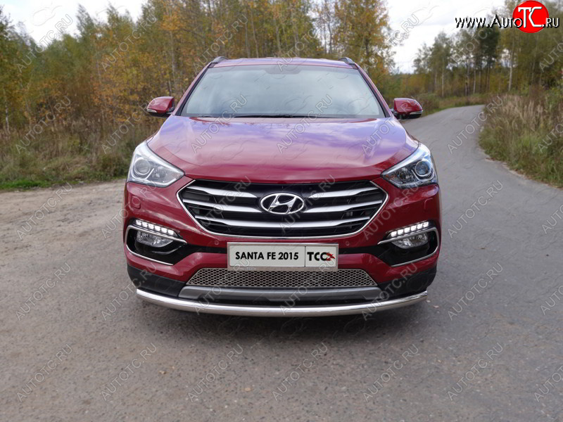 15 999 р. Защита переднего бампера нижняя d60,3 мм ТСС Тюнинг  Hyundai Santa Fe  DM (2015-2019) рестайлинг (нержавейка)  с доставкой в г. Керчь