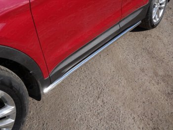 Защита порогов труба 60,3 мм Premium ТСС Тюнинг Hyundai Santa Fe DM рестайлинг (2015-2019) (серые)