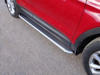 Пороги с площадкой 60,3 мм Premium ТСС Тюнинг Hyundai Santa Fe  DM (2015-2019) рестайлинг