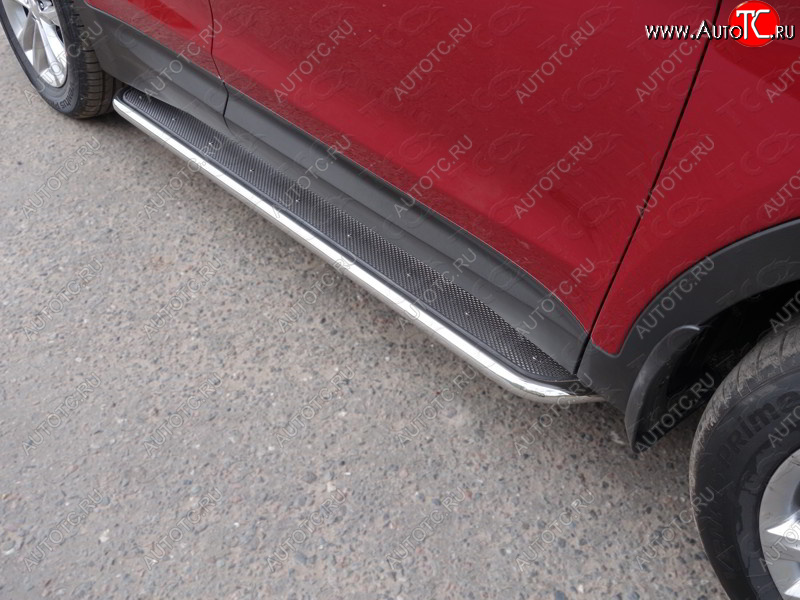 38 999 р. Пороги с площадкой 42,4 мм ТСС Тюнинг  Hyundai Santa Fe  DM (2015-2019) рестайлинг (нержавейка)  с доставкой в г. Керчь