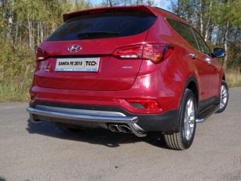  Защита задняя (центральная, нержавейка d60,3*42,4 мм) ТСС Тюнинг Hyundai Santa Fe  DM (2015-2019) рестайлинг (центральная)