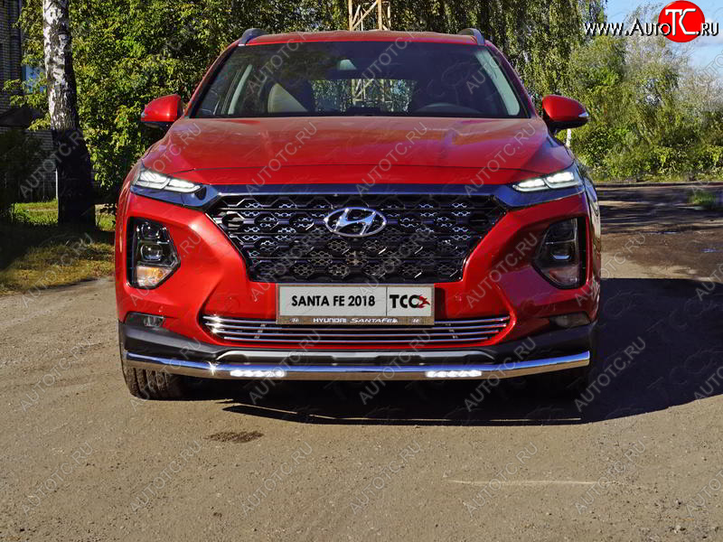 31 899 р. Защита переднего бампера нижняя с ДХО 60,3 мм ТСС Тюнинг Hyundai Santa Fe TM дорестайлинг (2018-2021) (нержавейка)  с доставкой в г. Керчь