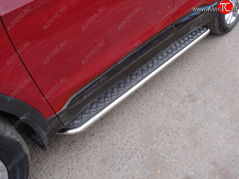 31 999 р. Пороги с площадкой 42,4 мм ТСС Тюнинг  Hyundai Santa Fe  TM (2018-2021) дорестайлинг  с доставкой в г. Керчь