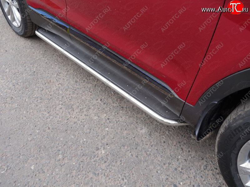 41 749 р. Пороги с площадкой 42,4 мм ТСС Тюнинг Hyundai Santa Fe TM дорестайлинг (2018-2021) (нержавейка)  с доставкой в г. Керчь