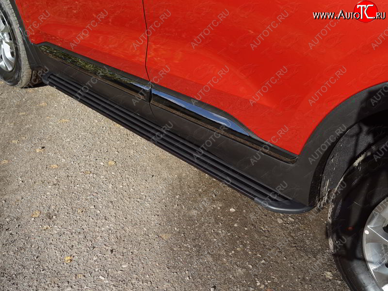 21 999 р. Пороги алюминиевые Slim Line ТСС Тюнинг  Hyundai Santa Fe  TM (2018-2021) дорестайлинг (Black)  с доставкой в г. Керчь
