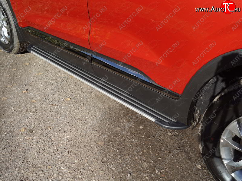 20 599 р. Пороги алюминиевые Slim Line ТСС Тюнинг  Hyundai Santa Fe  TM (2018-2021) дорестайлинг (Silver)  с доставкой в г. Керчь