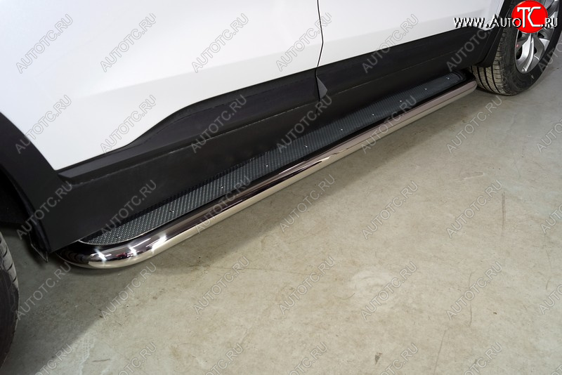 42 999 р. Пороги с площадкой 60,3 мм ТСС Тюнинг Hyundai Santa Fe TM рестайлинг (2020-2022) (нержавейка)  с доставкой в г. Керчь