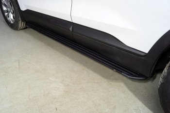 Пороги алюминиевые Slim Line ТСС Тюнинг Hyundai Santa Fe  TM (2020-2022) рестайлинг (Black)