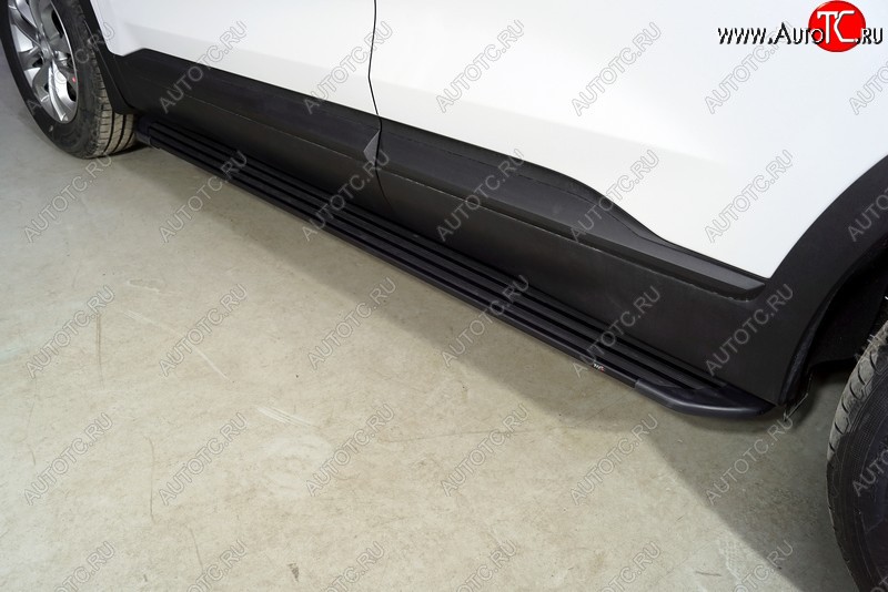21 999 р. Пороги алюминиевые Slim Line ТСС Тюнинг  Hyundai Santa Fe  TM (2020-2022) рестайлинг (Black)  с доставкой в г. Керчь